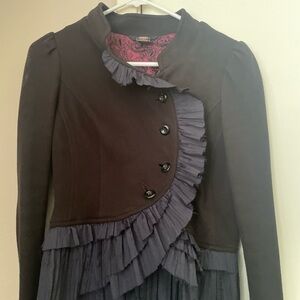 Free People Black Ruffle Military Jacket